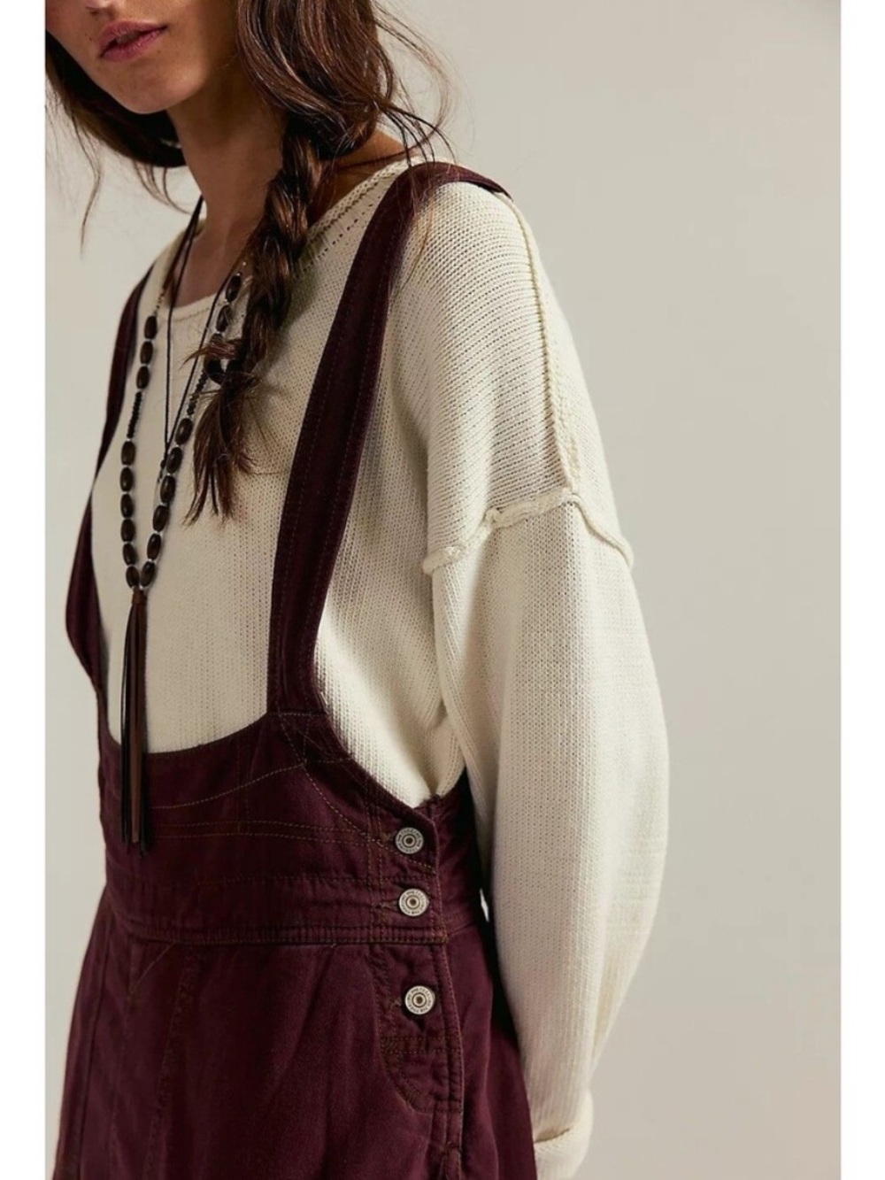Free People We The Free Felix Tapered Overalls Large brown Jumpsuit barrel leg - Picture 3 of 15